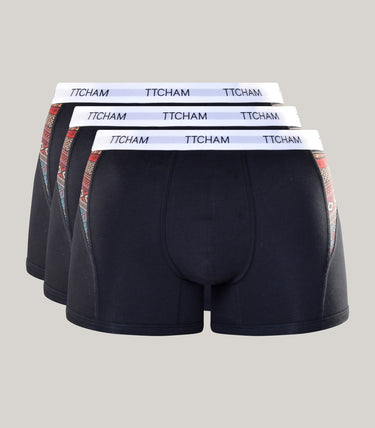 Drei TTCHAM Boxershorts für Herren mit buntem Afro-Print aus Baumwolle, bequemes Unterwäsche-Set mit Muster.