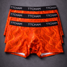 Drei TTCHAM ARDEUR ROUGE Boxershorts mit Flammenmuster, Herren Unterwäsche im 3er-Pack, bequem und stylisch.