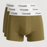 Drei blaue Herren-Boxershorts aus Baumwolle von TTCHAM, bequem und täglich tragbar, in solider Farbe.